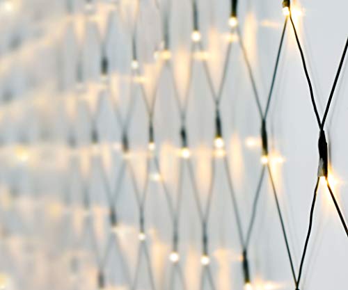 Spetebo LED Lichternetz 300 x 300 cm mit 240 LEDs - warmweiß - für Innen und Außen geeignet - Kabelfarbe: grün