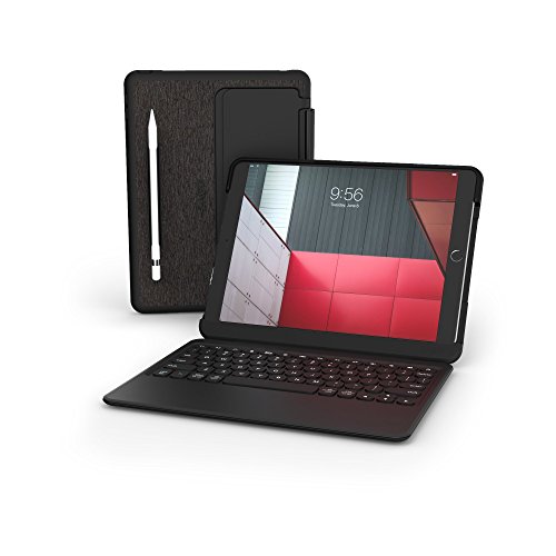 ZAGG 103201562 Nomad Book, Custom-Fit Case mit Abnehmbarer Wireless Tastatur für Apple 10.5 iPad Pro, 9.7", 2017-18, Air 2, Air, Samsung Tab S3 und Tab S2 schwarz