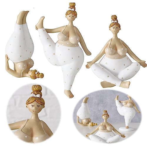 LS-LebenStil 3´er Set Yoga Deko-Figur Molly 14-21cm Skulptur Gymnastik Feng Shui Deko-Objekt