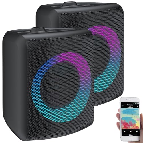 auvisio 2er-Set Outdoor-PA-Partyanlagen & -Bluetooth-Boomboxen, Lichteffekte