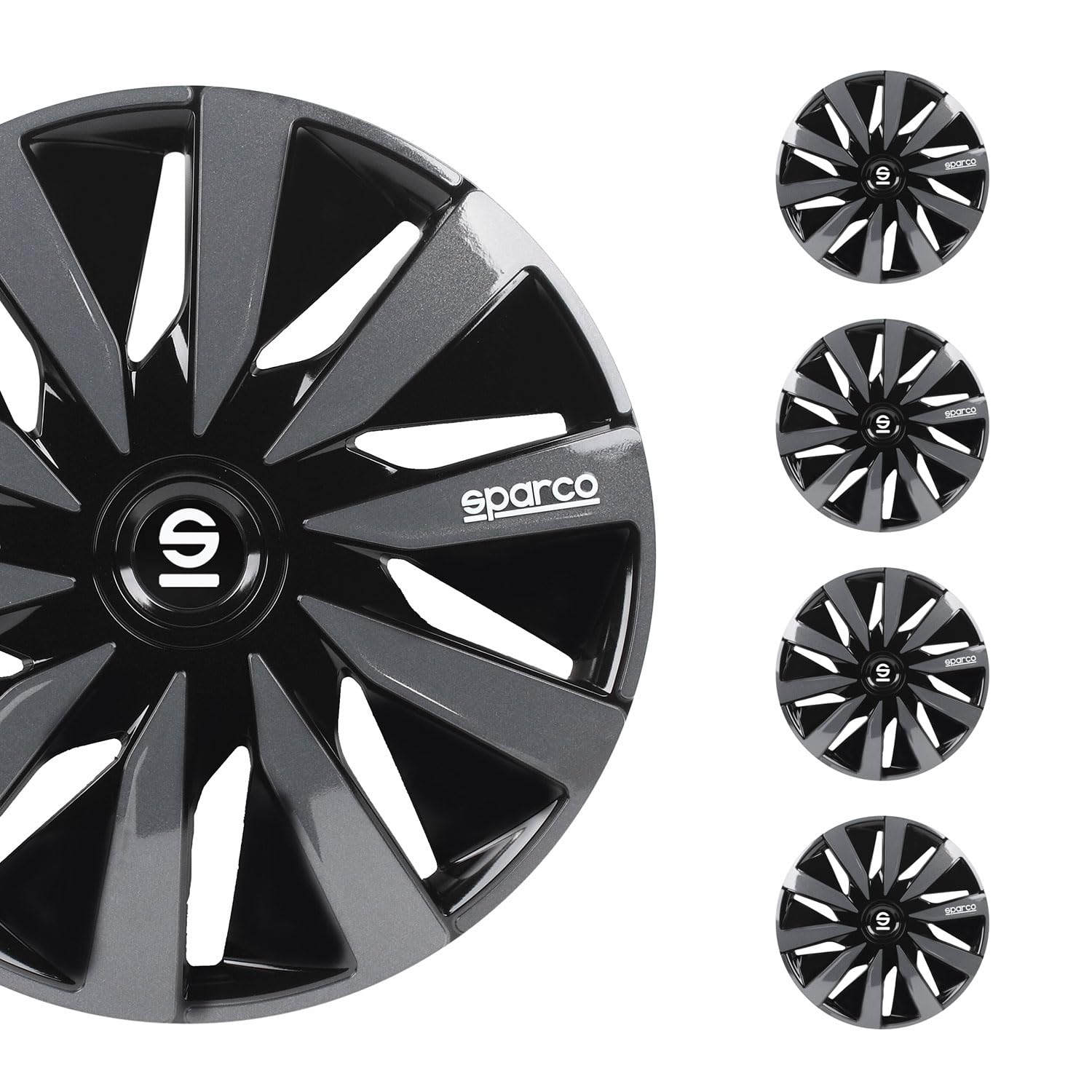 Sparco SPC1591BKGR wheel covers Lazio 15-inch black/grey