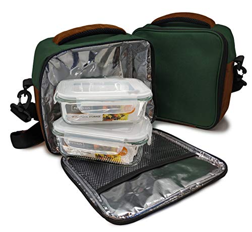 NERTHUS FIH 463 Lunch Bag Grün + 2 Rec. Wasserdichtes Glas, einzigartig, Strapazierfähiges Gewebe, Einheitsgröße