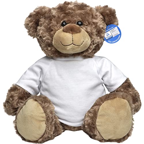 Minifeet Bär Bodo L mit T-Shirt (weiß) - Teddy Kuscheltier Plüschtier Stofftier Spielzeug - Flauschiges Curly Plüsch - Geschenk für Baby Kinder Freunde Schulstart Einschulung | Höhe: 30 cm
