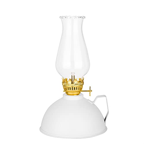 Matte geölt Lampe mit Griff Eisenblech Öldose - Retro Mobil-Lampe Antike Kerzenkerze-Lampe for Heimnotfallcamping (7.48in) (Color : White)
