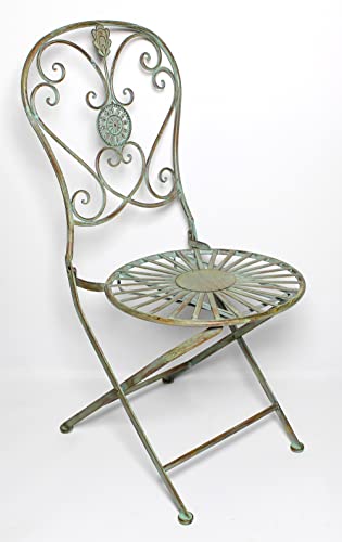 FRANK FLECHTWAREN Stuhl, Gartenstuhl, Bistrostuhl Metall-Stuhl Pfauenauge Ø 40 cm, Sitzhöhe 45 cm, GH 93 cm, Klappbar