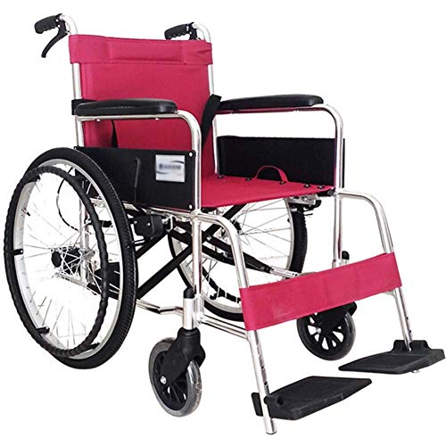 GAXQFEI Faltbaren Rollstuhl mit Anti-Rutsch-Armlehne, Verstellbare Fußstützen Höhe, Light Steel 13Kg, Transport Rollstuhl Reise Rollstuhl, Sitzbreite 42cm,