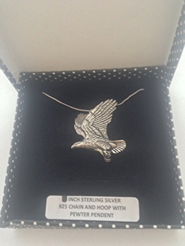 B14 Halskette mit Adler-Penent aus echtem 925er-Sterling-Silber, handgefertigt, 45,7 cm, inklusive Geschenkbox