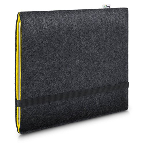 Stilbag Filzhülle für Samsung Galaxy Tab S6 | Etui Tasche aus Merino Wollfilz | Kollekion Finn - Farbe: anthrazit/gelb | Tablet Schutzhülle Made in Germany