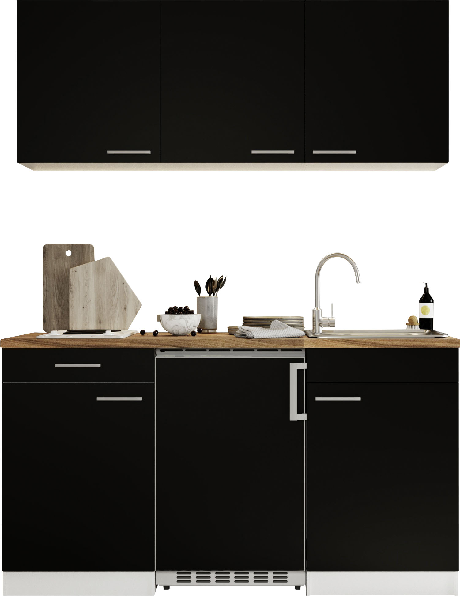 RESPEKTA Küche "Luis, mit Duo Kochfeld, wahlweise mit Mikrowelle, Korpus Weiß,", Breite 150 cm