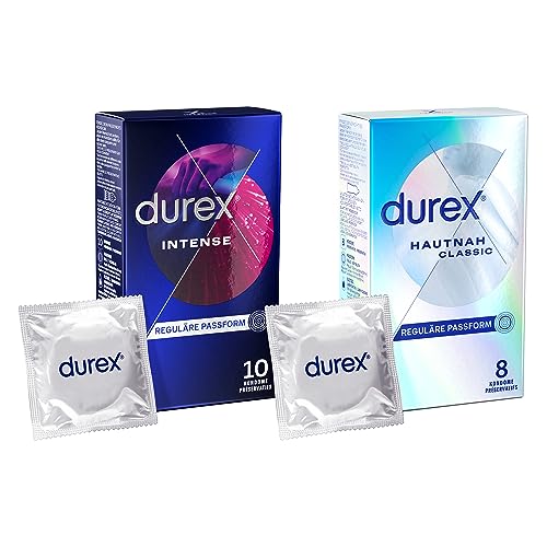 Durex Ausprobier-Set mit Intense Orgasmic Kondome 10 Stück & Invisible Kondome 12 Stück