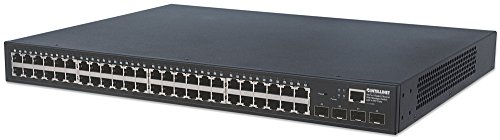 Intellinet 48-Port Gigabit Ethernet Web-Managed Switch mit 4 SFP-Ports (48 x 10/100/1000 Mbit/s RJ45 Ports + 4 x SFP - IEEE 802.3az Energy Efficient Ethernet) 19" Rackmount schwarz 561334