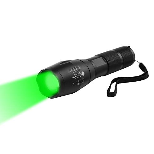 Taschenlampe Grün, WESLITE Taktische Taschenlampe mit Grünes 250 Yards Jagdlicht LED Taschenlampe Grüne 1 Modus Zoombar und Wasserdicht Grünes Licht Taschenlampen für Jagd, Nachtsicht, Angeln
