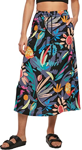 Urban Classics Damen Ladies Viscose Midi Skirt Rock, blackfruity, XS