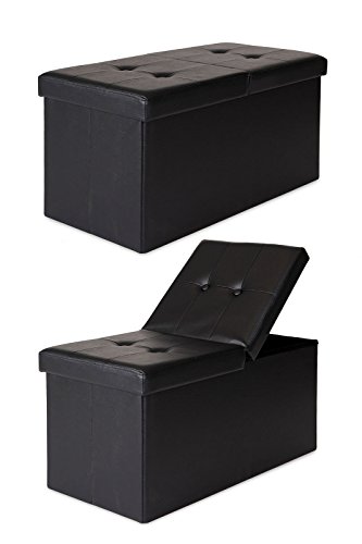 dibea SO00470, Sitzhocker Kunstleder, Sitzbank mit Klappdeckel, 76 x 38 x 38 cm, schwarz