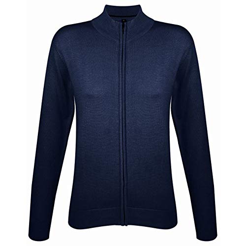 Sols Damen Gordon Strickjacke mit Reißverschluss, V-Ausschnitt, Langarm (XLarge) (Marineblau)