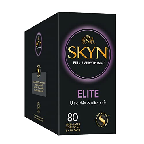 SKYN Elite Kondome 100 Stück/Skynfeel Latexfreie Kondome für Männer, Gefühlsecht Hauchzart, Extra Dünn & Extra Weiche Kondome Box, Sensitiv, Kondome 53mm Breite