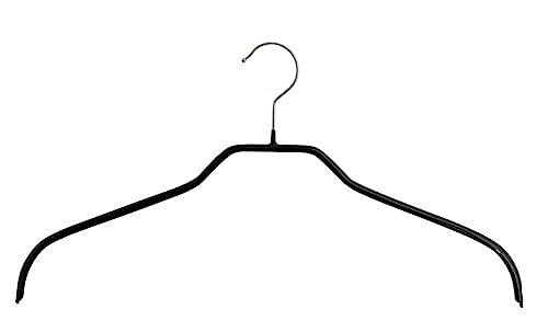 MAWA Kleiderbügel Light, 20 Stück, 50% platzsparende und rutschfeste Hemdenbügel, Blusenbügel, 360° drehbar, hochwertige Antirutsch-Beschichtung, 42 cm, Schwarz