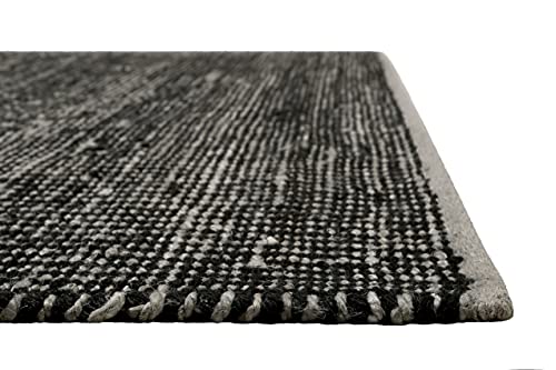 Teppich, Läufer, Kurzflor, nachhaltig, Natur, modern aus Jute und Wolle, bestens geeignet für Wohnzimmer, Flur » Toulouse « (160 x 230 cm , Grau Schwarz)