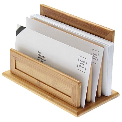 Woodquail Briefhalter mit 3 Fächern, Zeitschrift Papier Ständer, aus Natürlichem Bambus