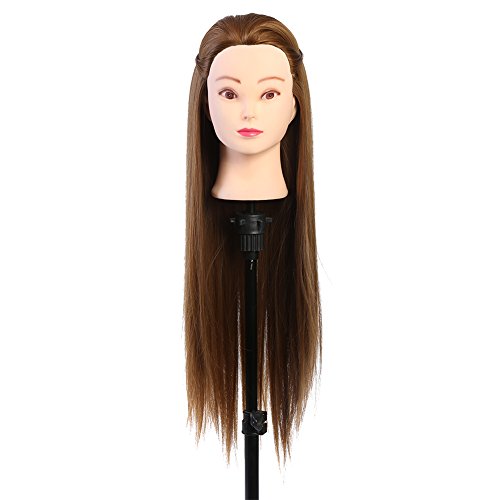Manikin Cosmetology Head, Goldbrauner Schaufensterpuppenkopf mit langem Haar, umweltfreundliches waschbares Multifunktionsmittel für Haarstyling-Schönheitslehrer