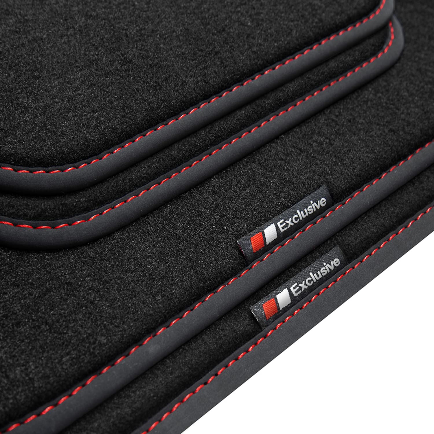 tuning-art EF854 Fußmatten passend für Skoda Octavia 3 2013-2020, Naht:Rot. Deluxe Velours