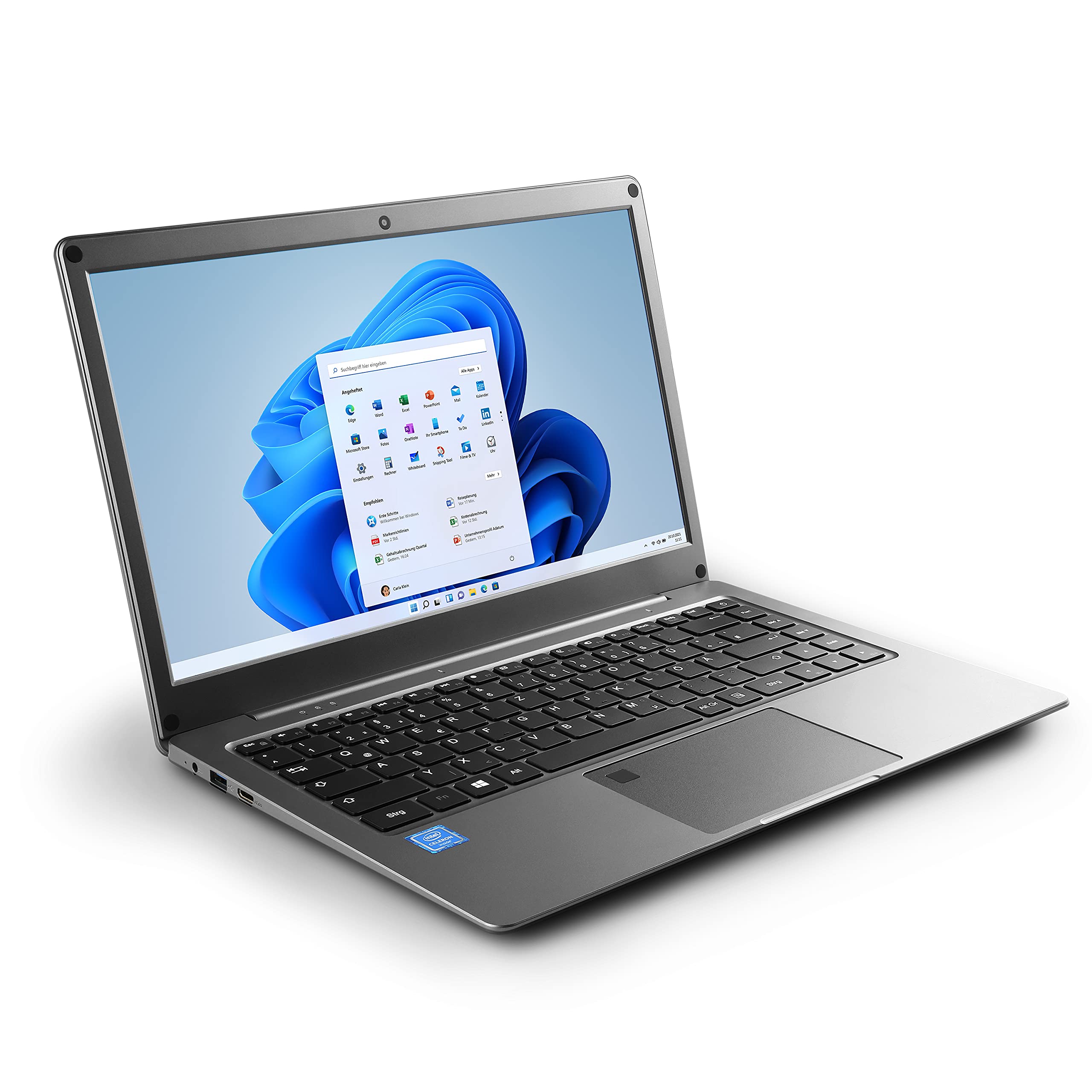 Notebook CSL R'Evolve C14i v2 Windows 10 Home - Ultra-Slim Laptop, 14,1 Zoll Full HD 1920x1080 IPS, Intel N4120 CPU 4x2600 MHz, 64 GB eMMC + 1000 GB M.2 SSD, 4 GB DDR4-RAM, AC WLAN, BT 4.2