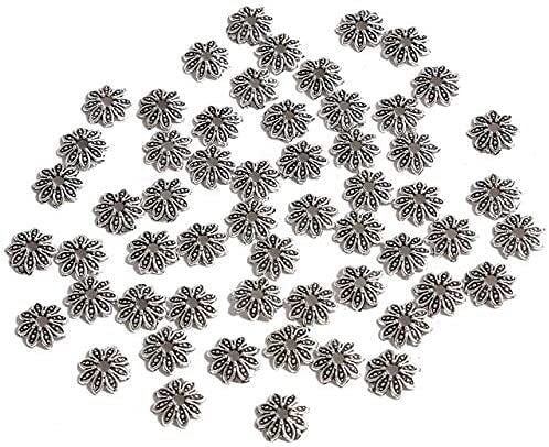 LiuliuBull 50 stücke Silber 6-14mm Blumen Filigraner Blütenblatt Endkappen Erkenntnisse Spacer Charms Perlenkappe Für Schmuckherstellung liefert (Color : Style06 9mm 50pcs)