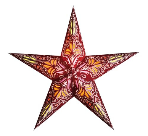 starlightz Papierstern JAIPUR M RED/ORANGE 60 cm Lampenschirm, Fensterdeko, Weihnachtsstern, handgemacht - das Original aus Indien
