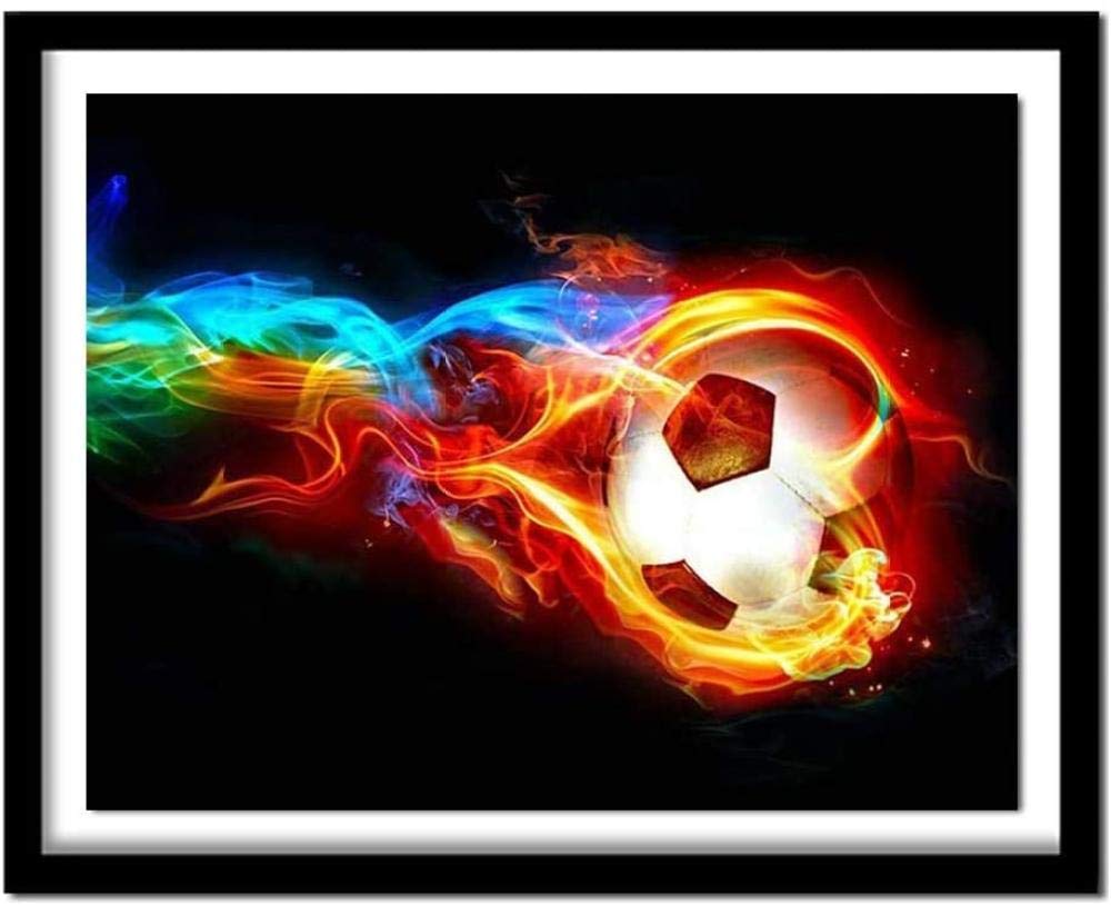 Stickset Stickbilder Kreuzstich Vorgedruckt-Fußball-40X50Cm Sticken Stickerei stickgarn Neujahrs Home Decor Kreativität Geschenke (14CT Vorgedruckte Leinwand)