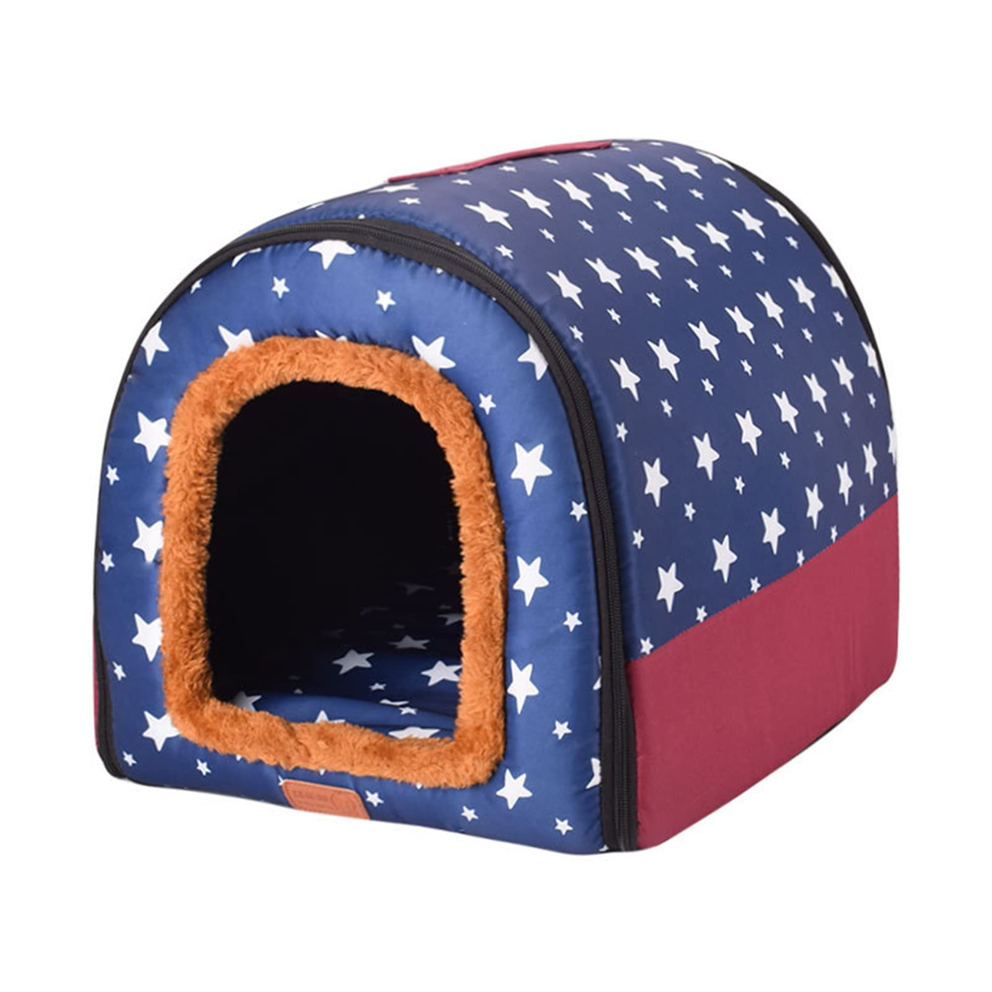 2-in-1 tragbares Iglu-Hundehaus, abnehmbares, waschbares Hundebett mit Dach, groß, warm, faltbar, rutschfest, gemütlich, Hundebett, Schlafnest, Stil D, M