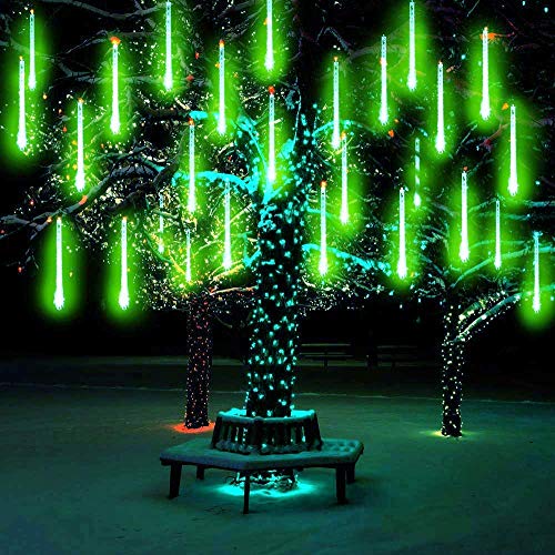 LEDs Meteorschauer Regen Lichter, SUAVER Wasserdichte Regentropfen Solar Licht Garten Schnur Lichter mit 10Tube 360LED,dekorative Lichter für Hochzeits Weihnachtsbaum (Grün)