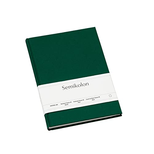 Semikolon (364086) Notizbuch Classic A5 blanko forest (Grün) - Buchleinenbezug - 176 Seiten mit cremeweißem 100g/m²- Papier - Lesezeichen - Format: 15,2 x 21,3 cm