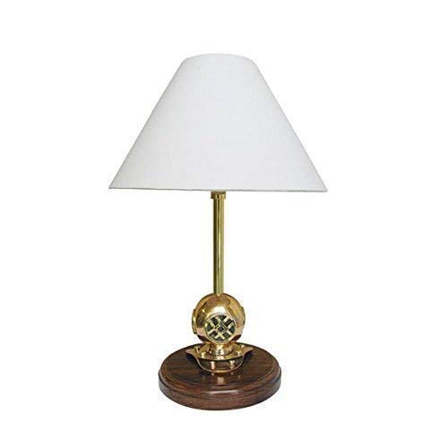 linoows Taucherhelm Lampe, Maritime Tisch Lampe mit Taucherhelm und Schirm 39 cm