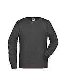 James & Nicholson Herren Raglan Sweatshirt - Sweatshirt im Raglanschnitt aus Bio-Baumwolle | Farbe: Graphite | Grösse: XL