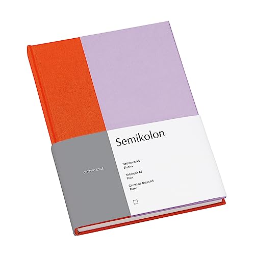 Semikolon 364823 – Notizbuch Cutting Edge A5 blanko - 176 Seiten, cremeweißes Papier – Lesezeichen – tangerine lavender