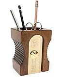 Suck UK Schreibtischköcher in der Form eines Bleistiftanspitzers eleganter und stabiler Stifteköcher aus Holz Schreibtisch-Organizer und Stifthalter Schreibtisch Aufbewahrung Doppel in Hell