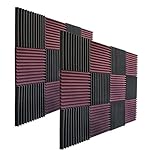 24 Stück 30,5 x 30,5 x 2,5 cm Akustikplatten Studio-Schalldämmung Schaumstoff-Keilfliesen Wandplatten (Schwarz + Dunkelrot)