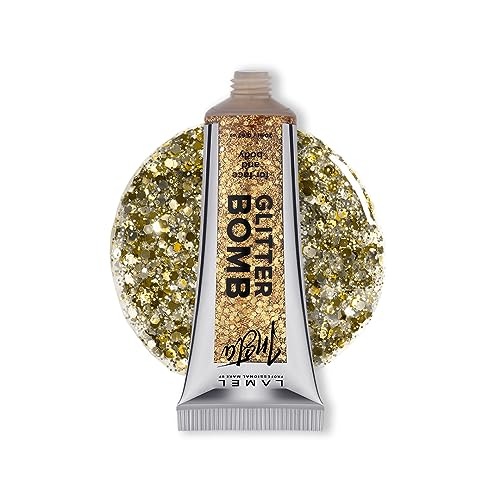 Lamel INSTA Glitter Bomb - Gesicht- & Körper-Glitter - Transparente & funkelnde Gel-Textur - 20ml - Gold N.402