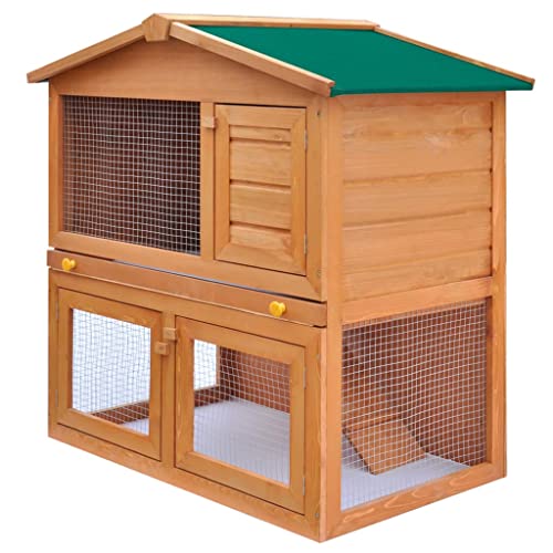 Kaninchenstall für den Außenbereich, Kleintierhaus, Haustierkäfig, 3 Türen, Holz
