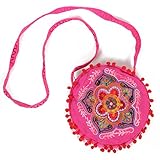 HAB & GUT -IB010A- UMA, Indische Damentasche, Umhängetasche, Crossbody Tasche PINK mit bunter Stickerei