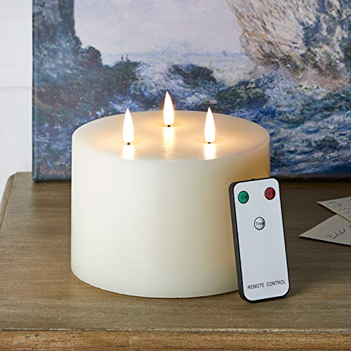 Lights4fun 3 Docht LED TruGlow® Kerze mit Fernbedienung und Timer Batterie Zimmer Deko Modern 10cm