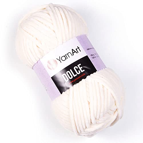 Yarn Art Dolce Yarn 100% MicroPolyester Velvet Blanket Amigurumi Super Bulky :6 Baby Chenille Garn (1 Knäuel, 745-light Cream)