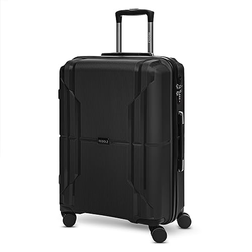 REDOLZ Essentials 06 Hartschalen Koffer Damen/Herren – Leichter Trolley aus PP Material - mit 4 Doppelrollen & Zahlenschloss (Black, Koffer M (67 cm))