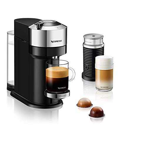 De'Longhi Nespresso Vertuo Next ENV 120.CAE Kaffeekapselmaschine mit Aeroccino Milchaufschäumer, chrom