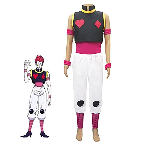 Herren Hisoka Cosplay Kostüm Anzug enthalten Mantel Weste Handschuhe Fußabdeckung Hosen Halloween Karneval Verkleidung Uniform Geschenk für Erwachsene, Hisoka, L