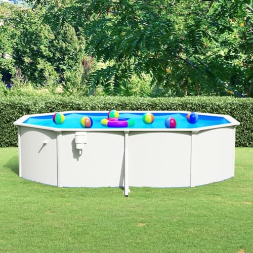 Pool & Spa Schwimmbecken mit Stahlwand oval 490x360x120cm Weiß-Home & Garden