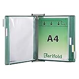 Tarifold Fr 414105 – Wandhalterungsset aus Metall mit 10 Hüllen, A4, PVC, Rahmen, Grün