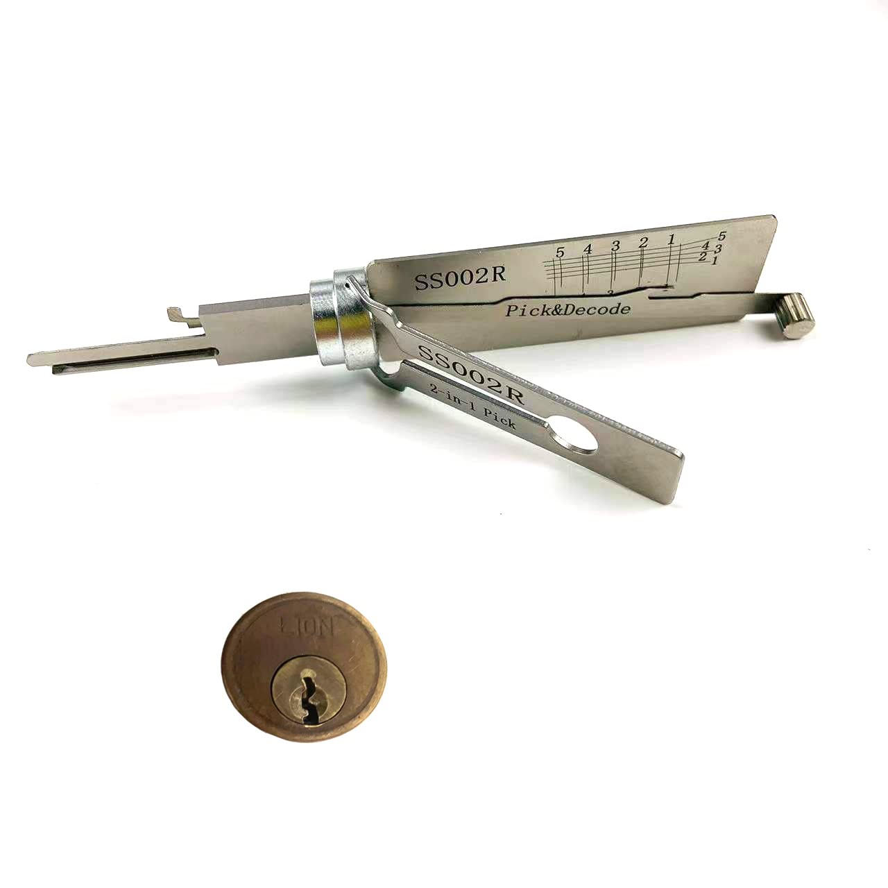 SS002R Right Groove 2 in 1 Pick and Decoder Tools for S-Groove Door Lock,Pro 2 in 1 Decoder and Pick Tools Lock Open Tool