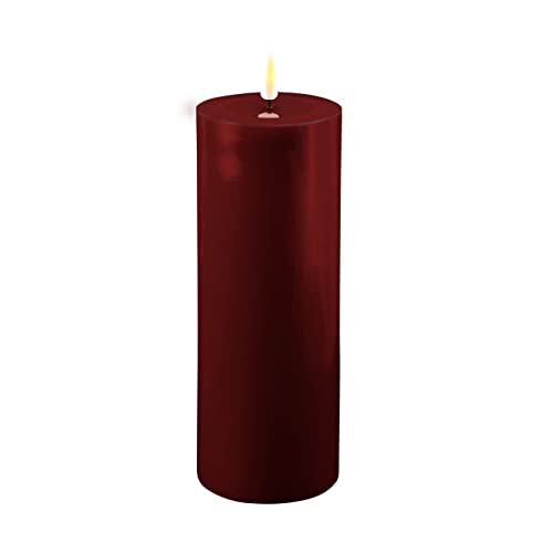 LED Kerze Deluxe Homeart, Indoor LED-Kerze mit realistischer Flamme auf einem Echtwachsspiegel, warmweißes Licht - (Burgogne Rot)