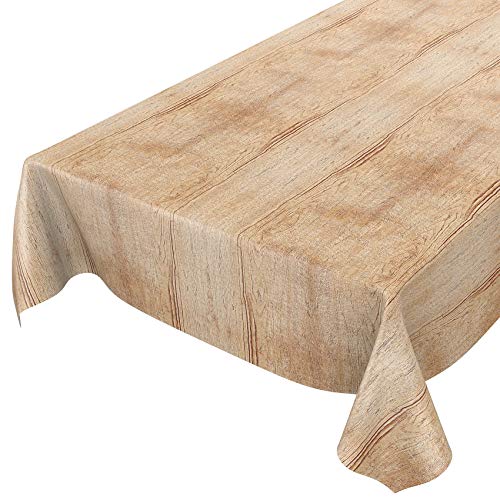 ANRO Wachstuch Tischdecke abwaschbar Wachstuchtischdecke Wachstischdecke Holz Beige Braun 500x140cm